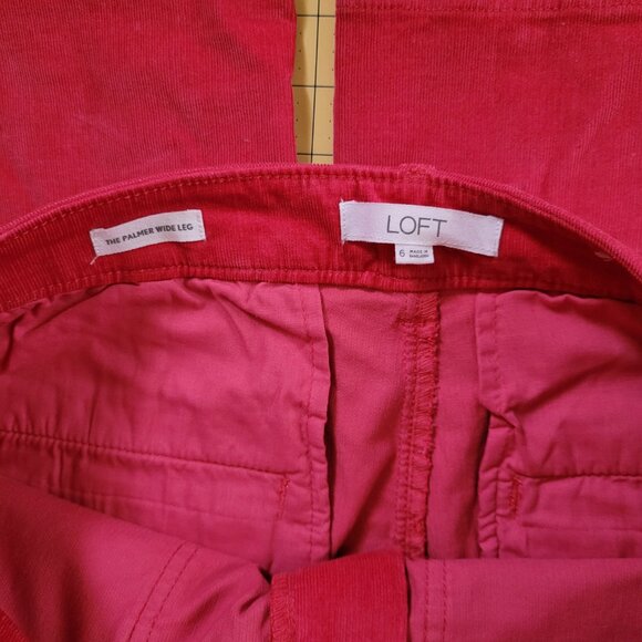 Awesome LOFT Pink Corduroy Palmer Wide Leg Pants Misses Size 6 - Picture 3 of 11